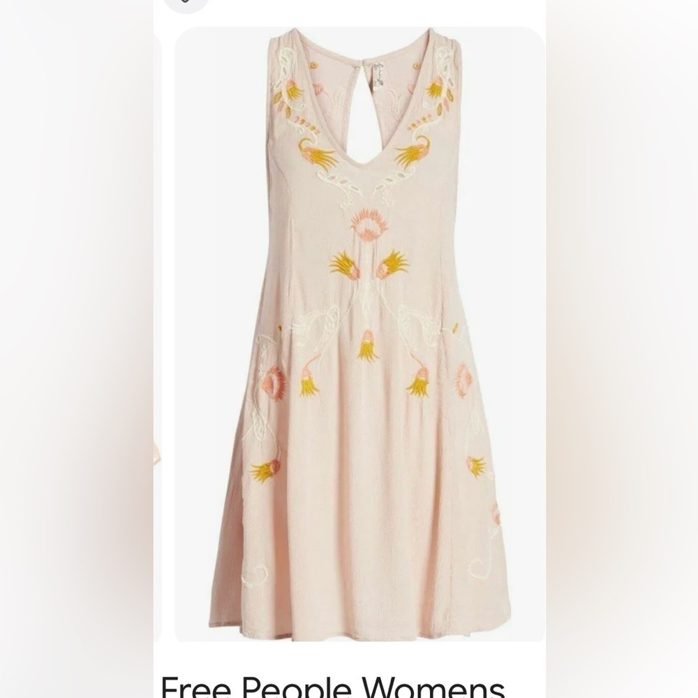 Free People Adelaide embroidered festival dress. Light, flowy tank dress. - Picture 2 of 13